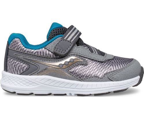 Tenis Saucony Ride 10 Jr. Niños Zapatos Neutrales Gris / Azules / Doradas México MX-209-DU